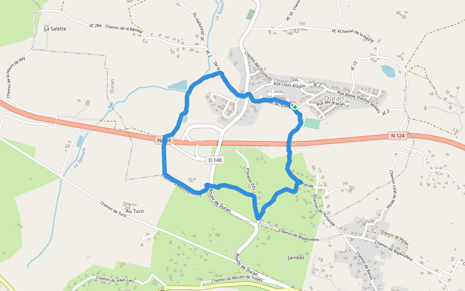 Balade banbin walking route map in Duran