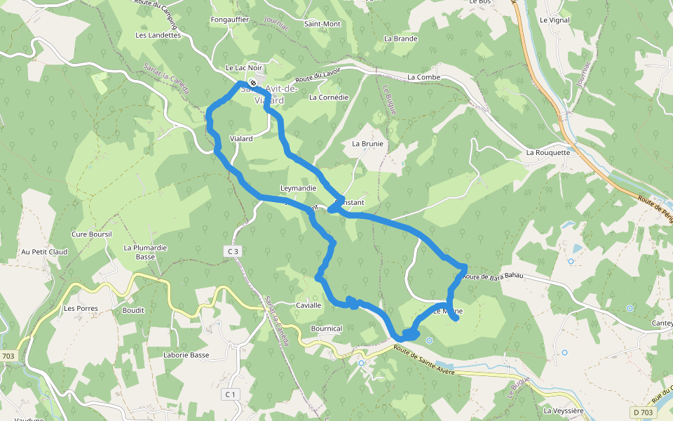 St Avit Vialard-Maine walking route map in Saint-Avit-de-Vialard