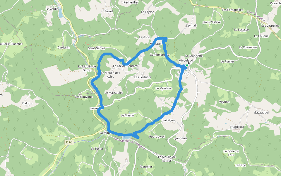 Besse walking route map in Besse
