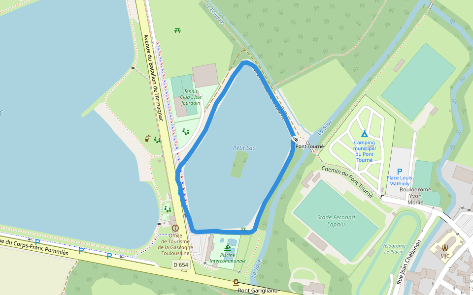 Petit Lac walking route map in L'Isle-Jourdain