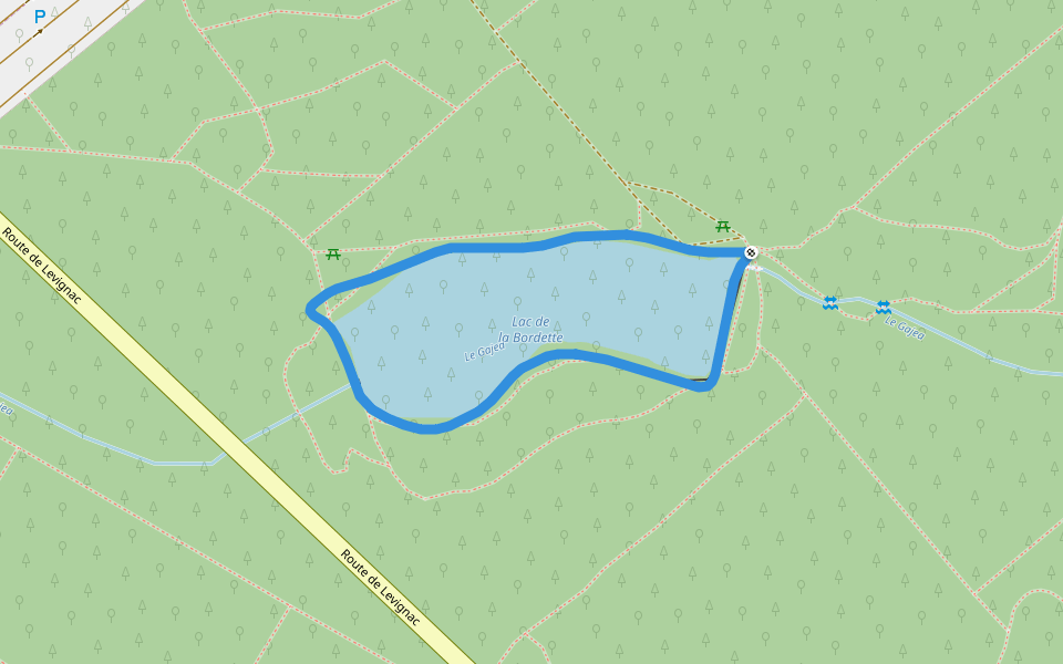 Lac de la Bordette walking route map in Pibrac