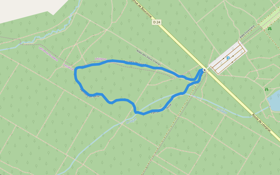 Forêt Domaniale de Bouconne walking route map in Lévignac