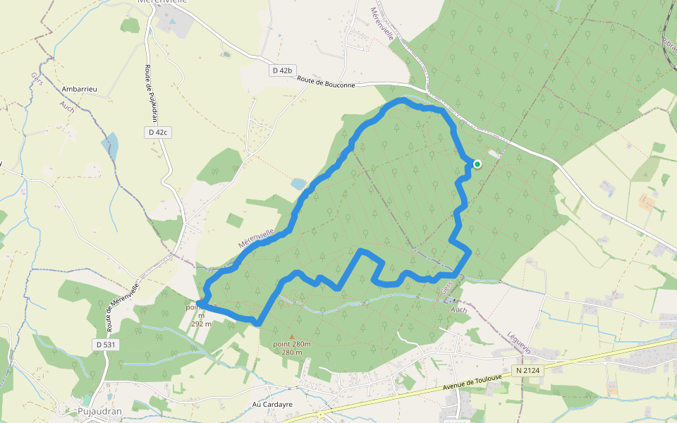 GR 653 walking route map in Mérenvielle