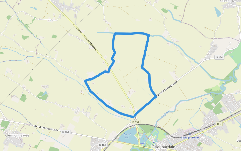 Chemin de Cadours walking route map in L'Isle-Jourdain
