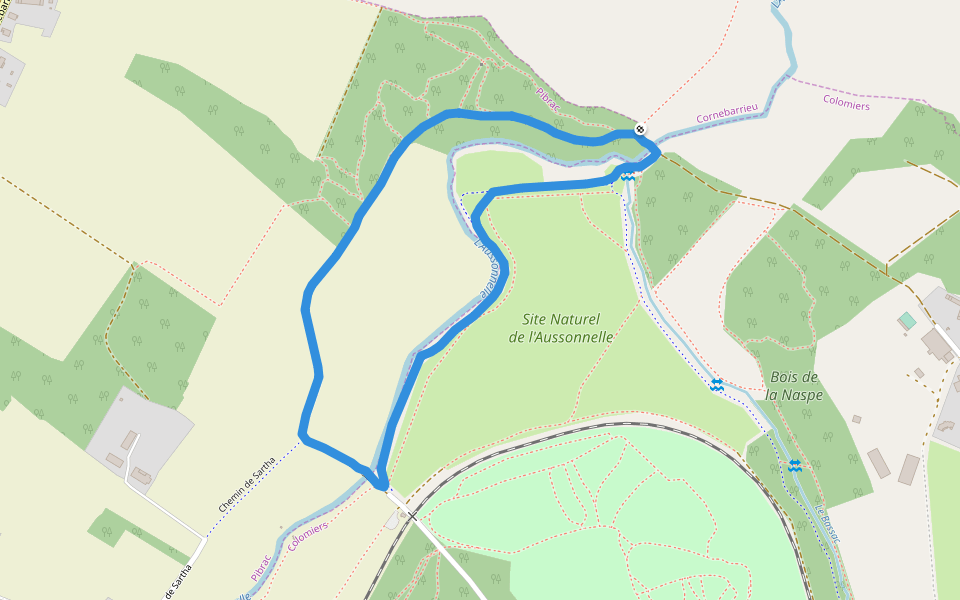 Site Naturel de l'Aussonnelle walking route map in Cornebarrieu