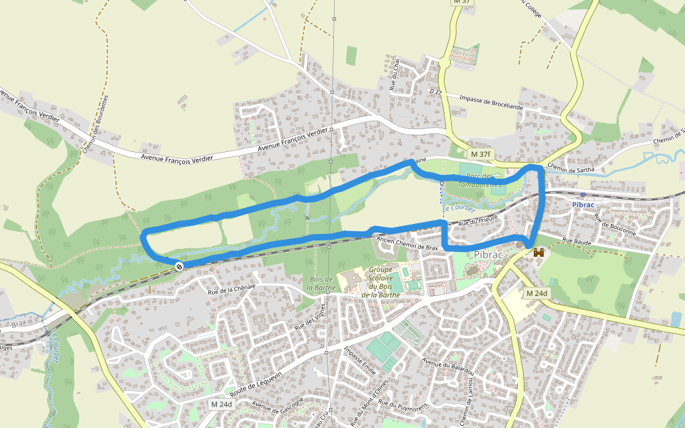 Bois de la Barthe walking route map in Pibrac