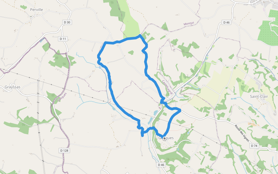 Chemin Rural de la Tasse walking route map in Gasques