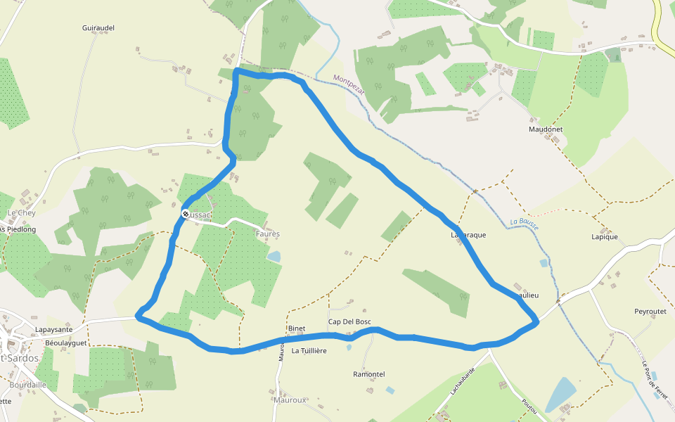 La Bausse walking route map in Saint-Sardos