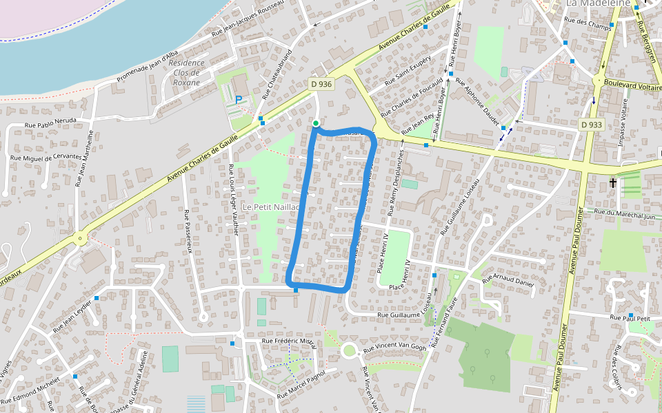 Espace de Lanaudière walking route map in Bergerac