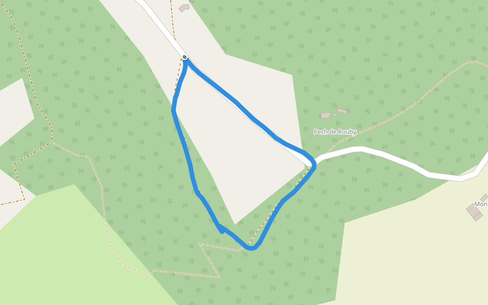 Pech de Rouby walking route map in Hautefage-la-Tour