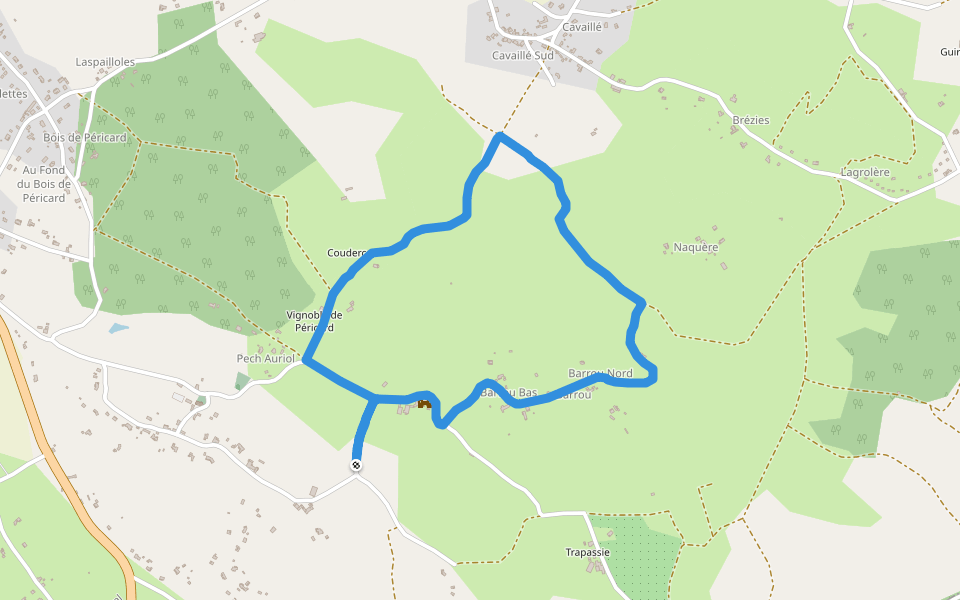 Château de Perricard walking route map in Montayral