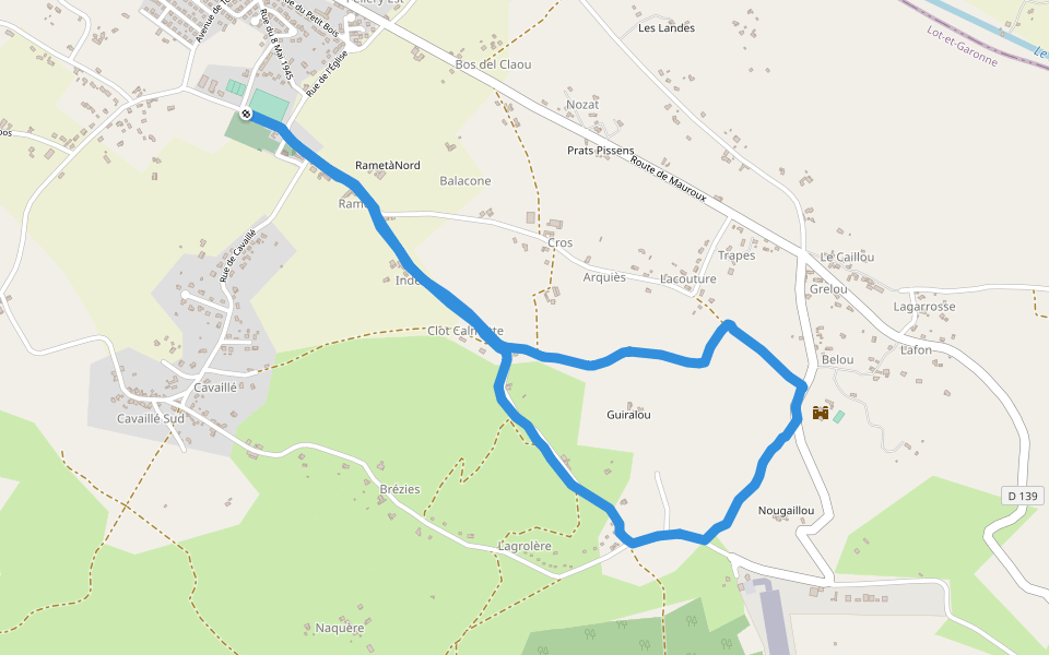 Château de Montayral walking route map in Montayral