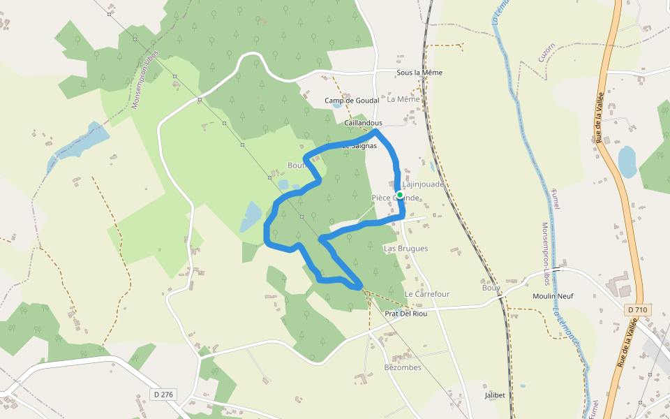 Boutie walking route map in Monsempron-Libos