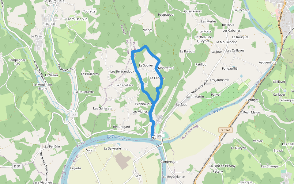 Chateau-De-Limeuil walking route map in Limeuil