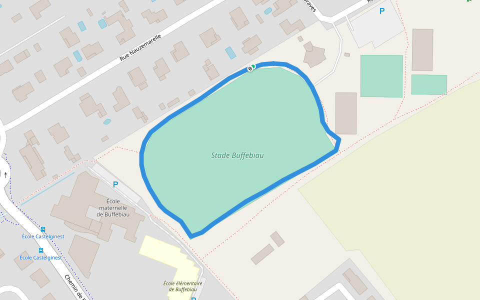 Stade Buffebiau walking route map in Castelginest