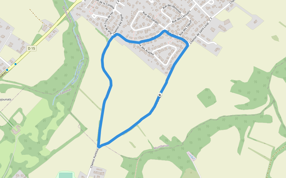 Ruisseau de Cendry walking route map in Montberon