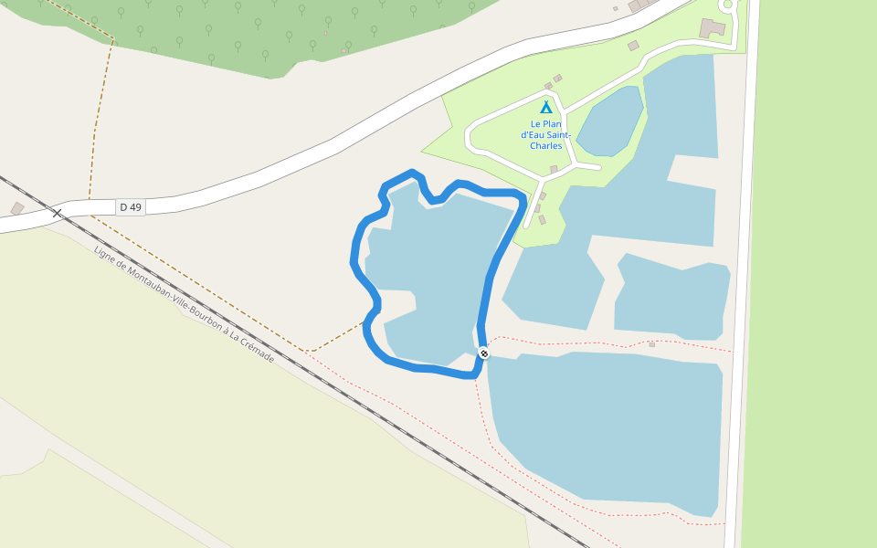 Le Plan d'Eau Saint-Charles walking route map in Damiatte