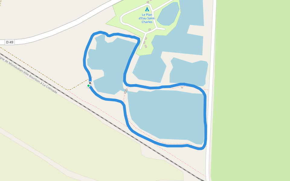 Le Plan d'Eau Saint-Charles walking route map in Damiatte