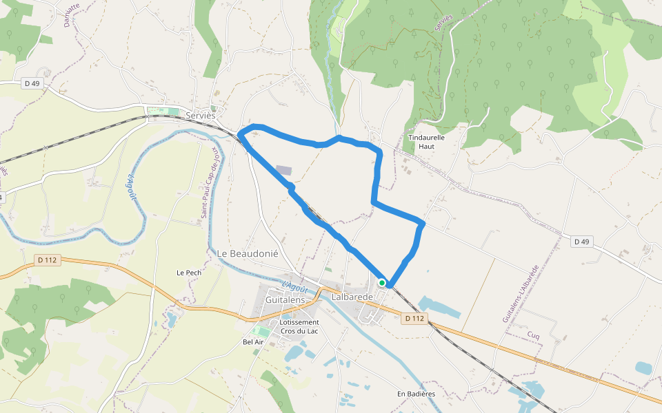 Aéromodélisme Serviès walking route map in Guitalens-l'Albarède