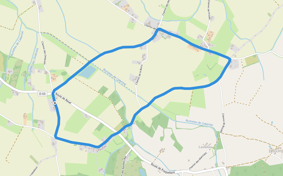 Ruisseau de Cabertat walking route map in Nègrepelisse