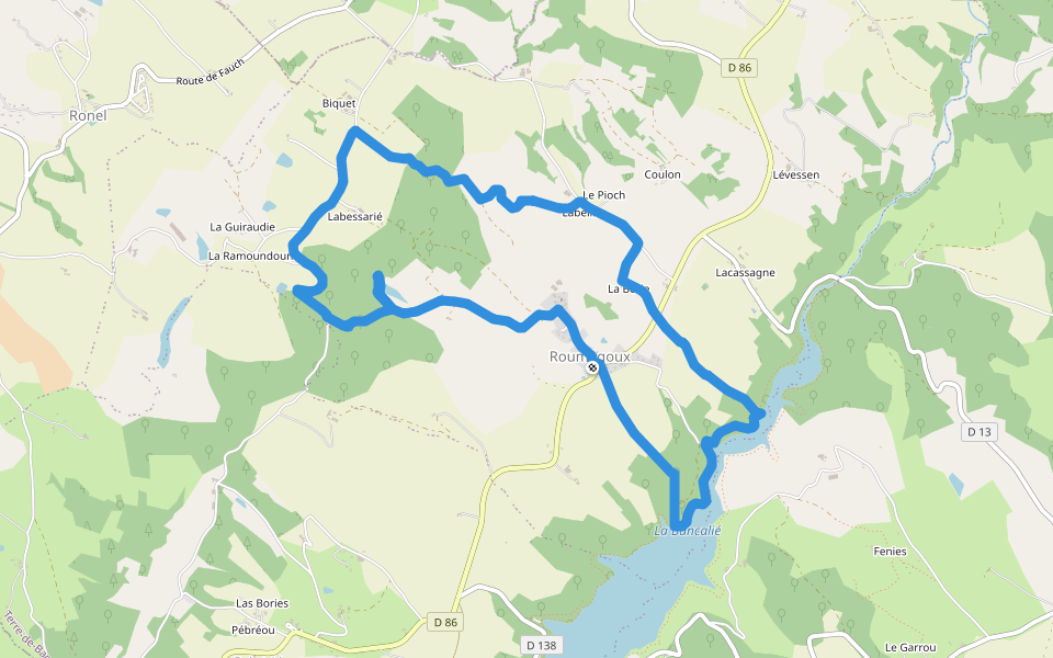 Pioch Arnau walking route map in Terre-de-Bancalié