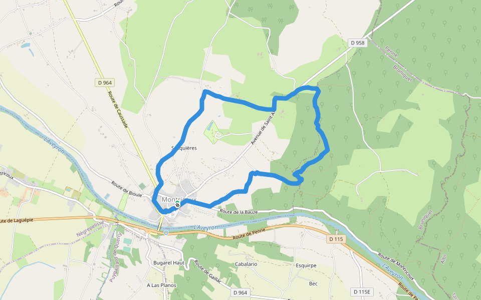 Montricoux walking route map in Montricoux