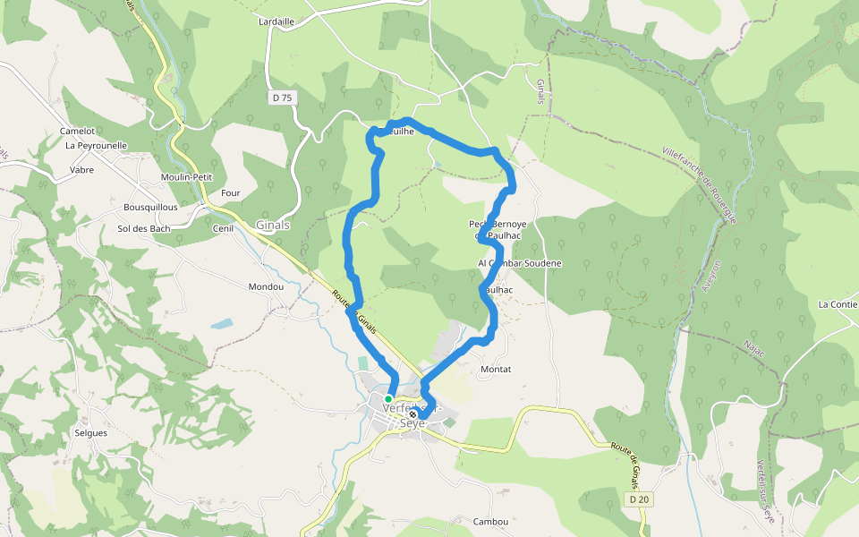 Ginals walking route map in Verfeil