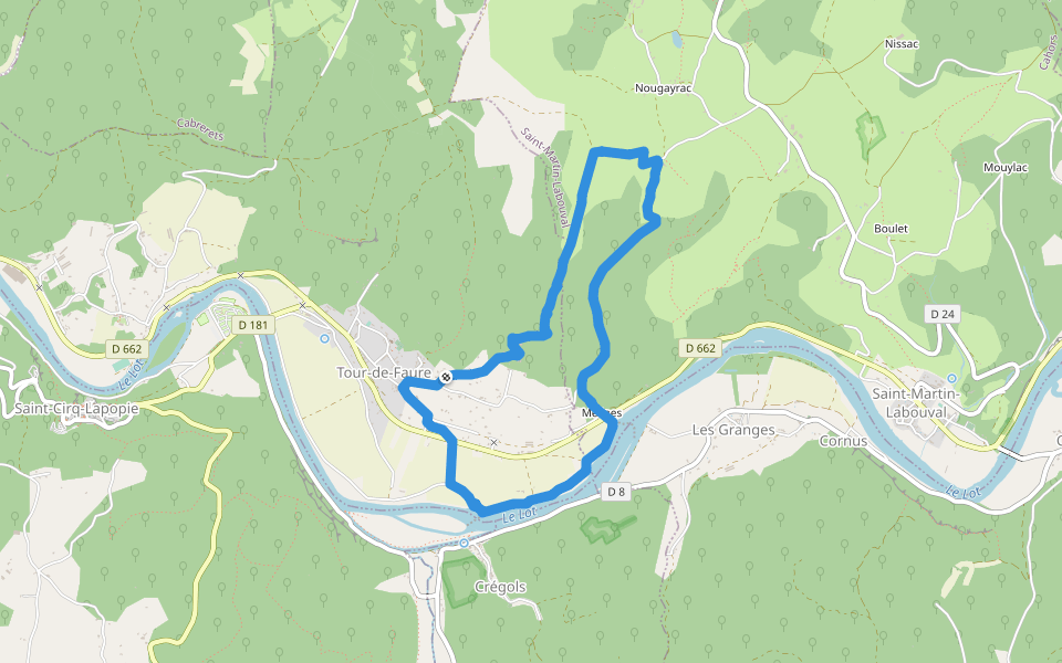 Tour de Faure walking route map in Tour-de-Faure