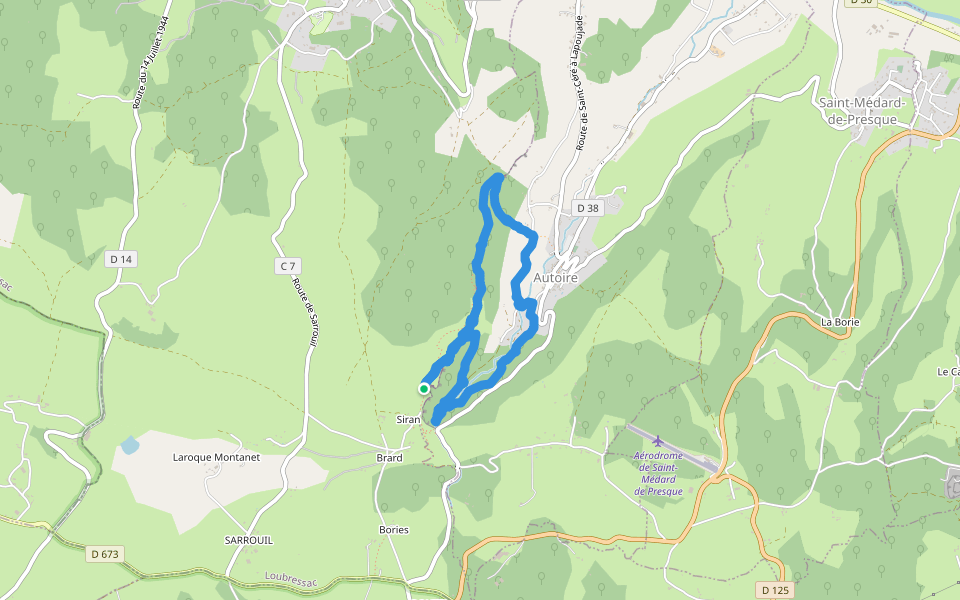 Autoire -Château des Anglais walking route map in Loubressac