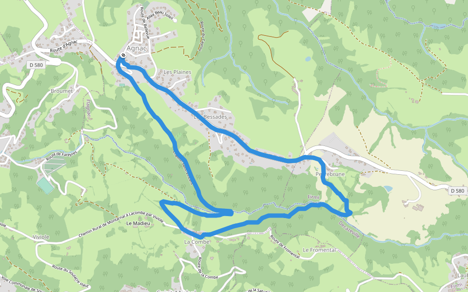 Chemin Saint-Vincent walking route map in Flagnac