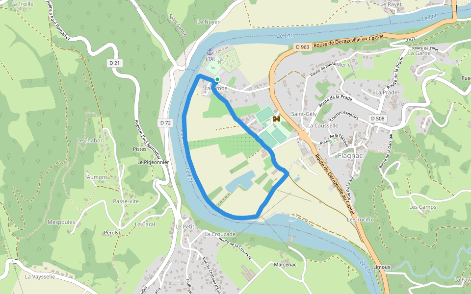 Le Lot walking route map in Flagnac