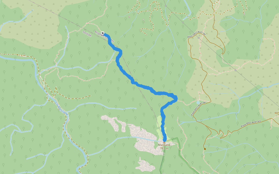 Massane  walking route map in Argelès-sur-Mer
