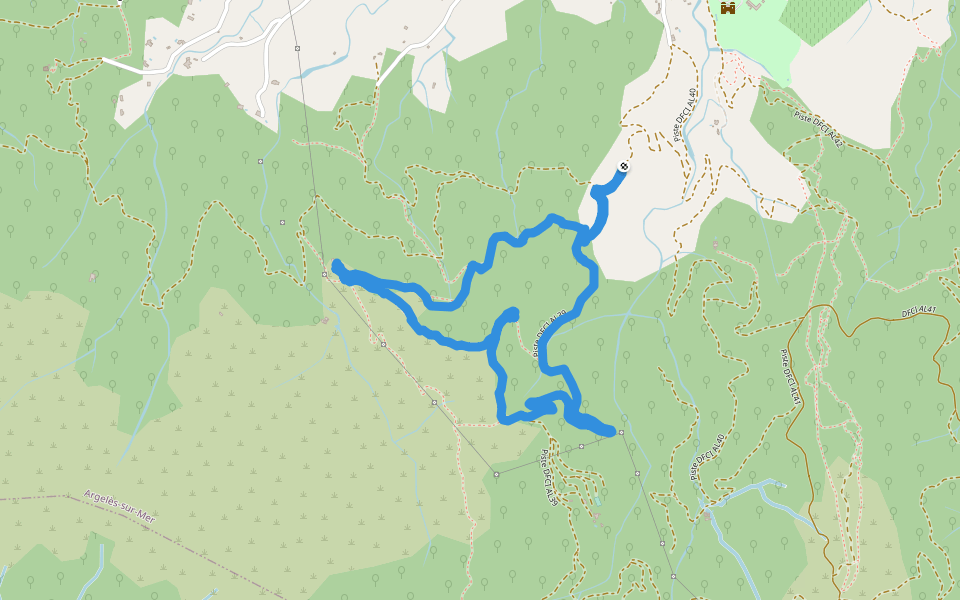 Piste DFCI AL39 walking route map in Argelès-sur-Mer