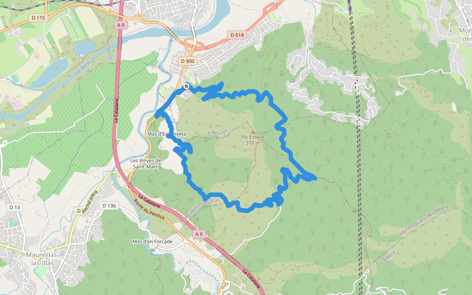 Pic Estelle walking route map in Le Boulou