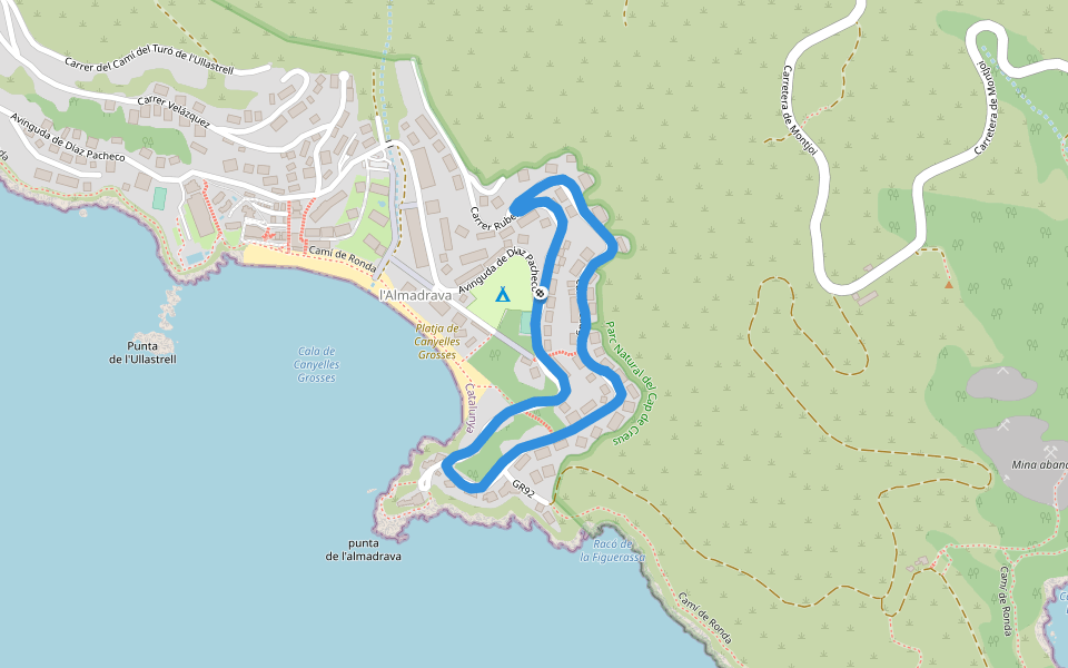 Parc Natural del Cap de Creus walking route map in Roses