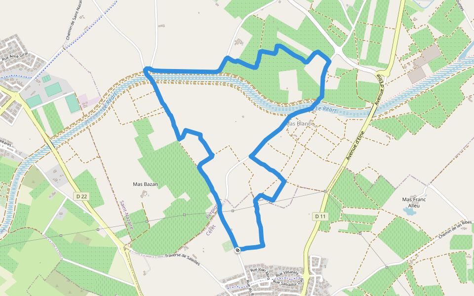 Le Réart walking route map in Alénya