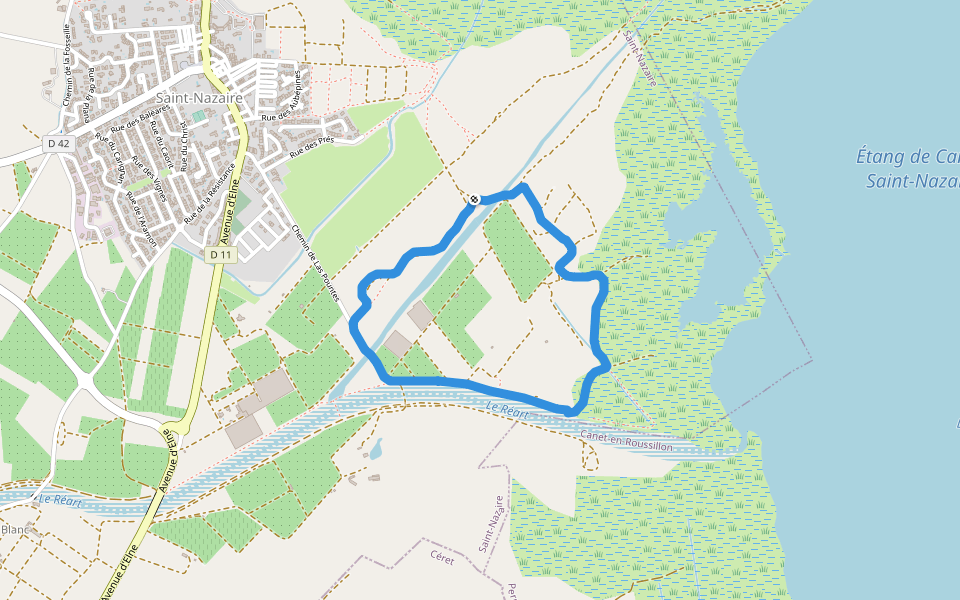 Le Réart walking route map in Saint-Nazaire