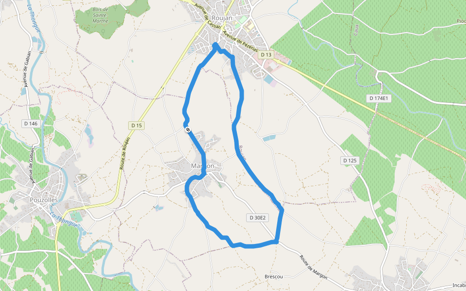Château de Margon walking route map in Margon