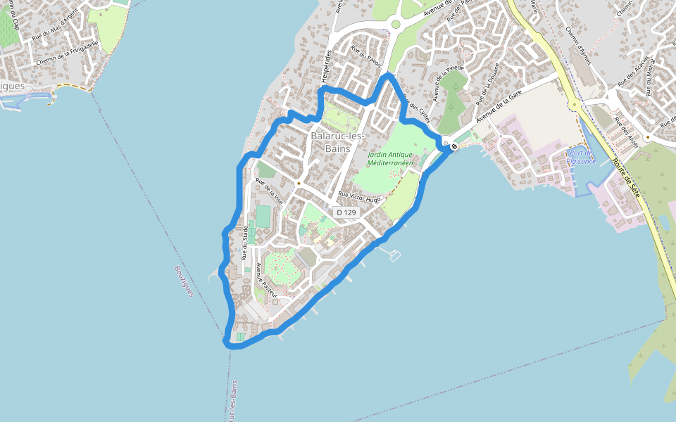 Étang de Thau walking route map in Balaruc-les-Bains