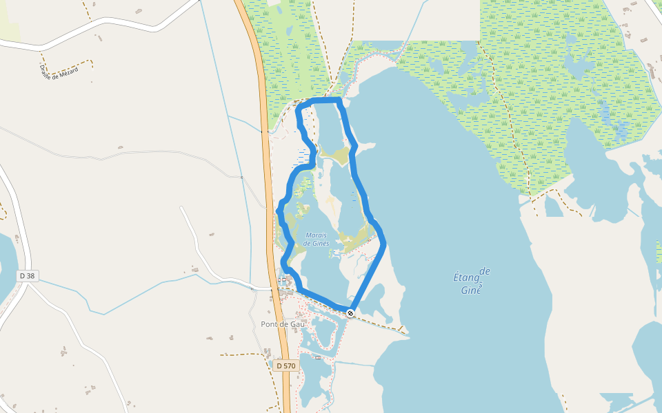 Étang de Ginès walking route map in Saintes-Maries-de-la-Mer
