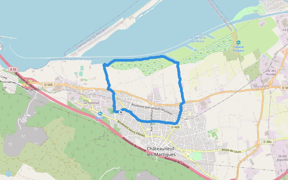 Chemin de l'Arénas walking route map in Châteauneuf-les-Martigues