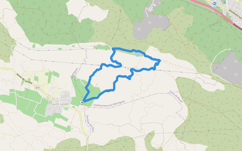 CB 213 walking route map in Châteauneuf-les-Martigues
