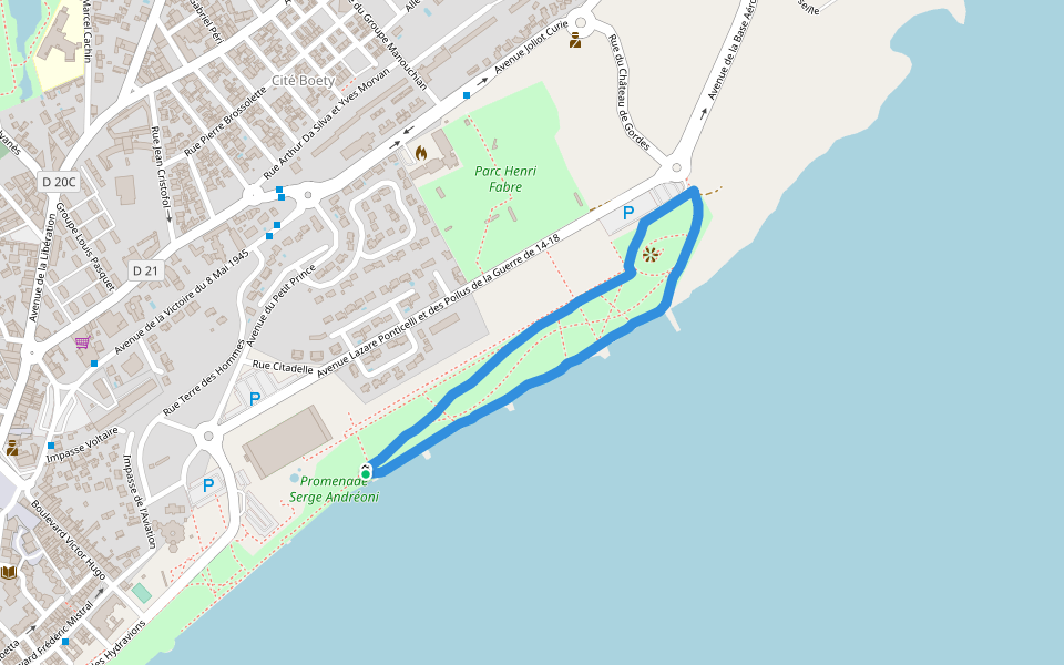Promenade Serge Andréoni walking route map in Berre-l'Étang