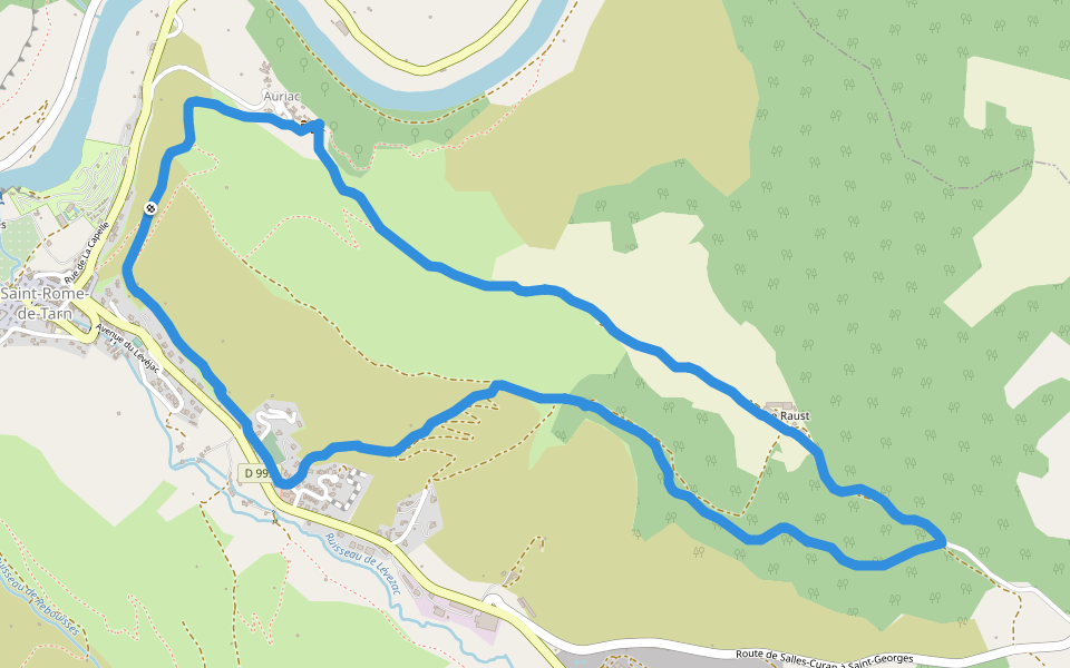 Château d'Auriac walking route map in Saint-Rome-de-Tarn