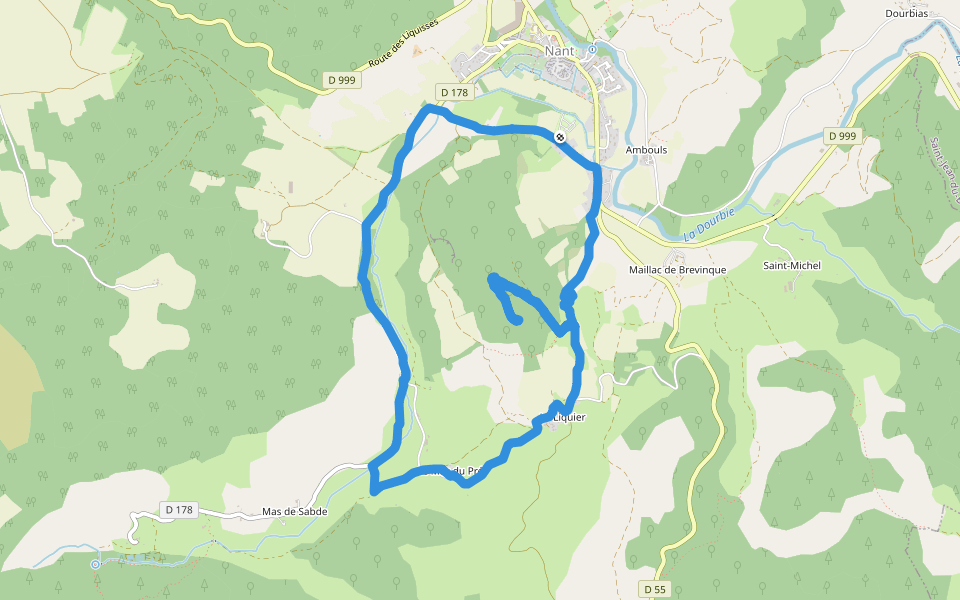 Chemin des Vernèdes Hautes walking route map in Nant