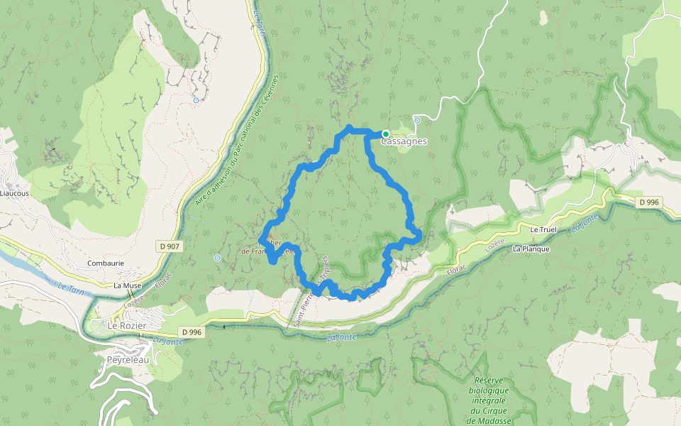 Rocher de Francbouteille walking route map in Saint-Pierre-des-Tripiers