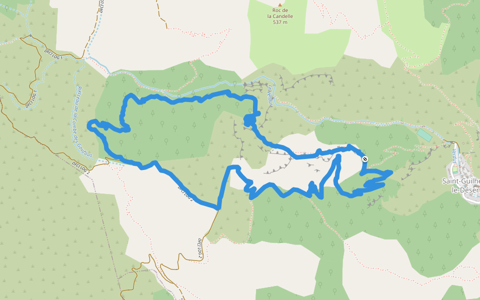 PR Fenestrettes walking route map in Saint-Guilhem-le-Désert