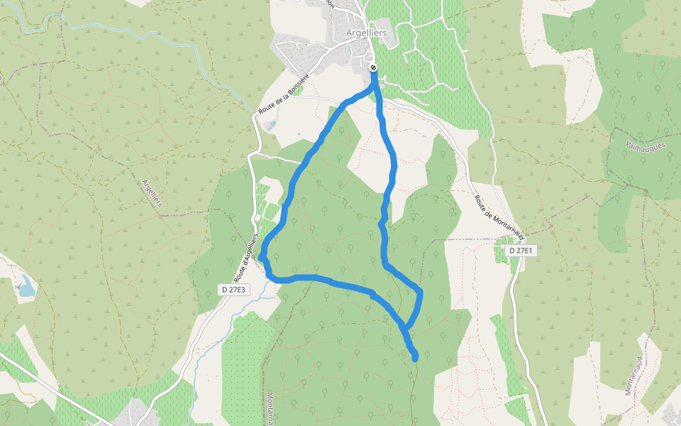 Chemin des Gratades walking route map in Argelliers