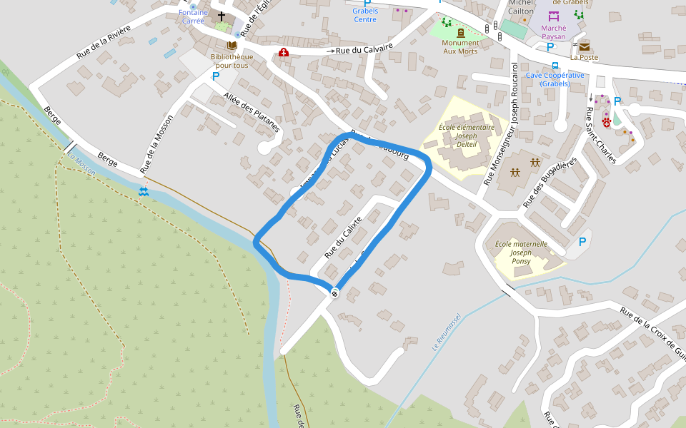 La Mosson walking route map in Grabels