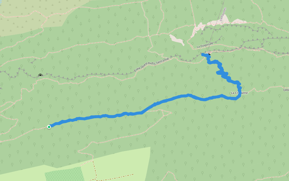 Pic Saint Loup walking route map in Cazevieille